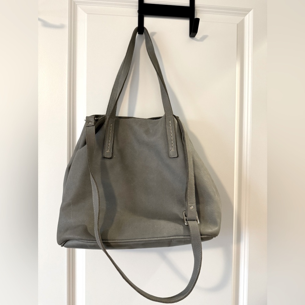 Roots Grey Suede Expandable Purse